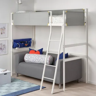 IKEA VITVAL Cadru pat supraetajat, alb/gri, 90x200 cm