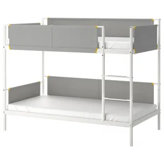 IKEA VITVAL Cadru pat suprapus, alb/gri, 90x200 cm