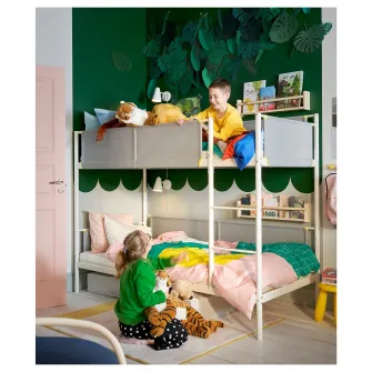 IKEA VITVAL Cadru pat suprapus, alb/gri, 90x200 cm