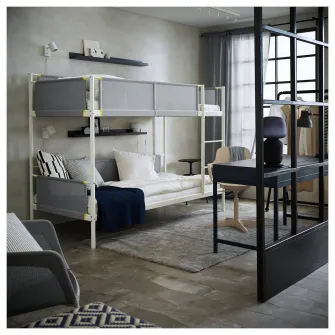 IKEA VITVAL Cadru pat suprapus, alb/gri, 90x200 cm