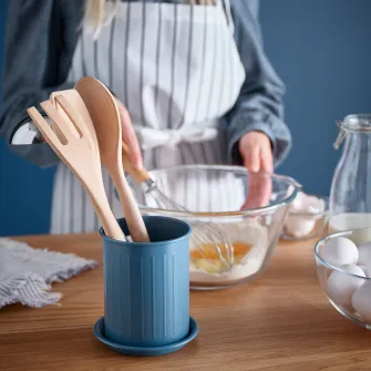 IKEA VÄLVÅRDAD Suport tacamuri, gri inchis-albastru/galvanizat, 13 cm