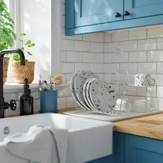 IKEA VÄLVÅRDAD Suport tacamuri, gri inchis-albastru/galvanizat, 13 cm
