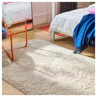 IKEA VOLLERSLEV Covor, fir lung, alb, 133x195 cm