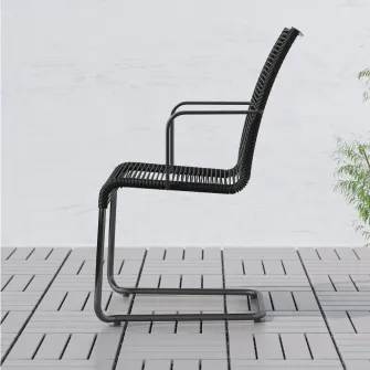 IKEA VÄSMAN Scaun cu brate, exterior, negru