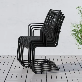 IKEA VÄSMAN Scaun cu brate, exterior, negru