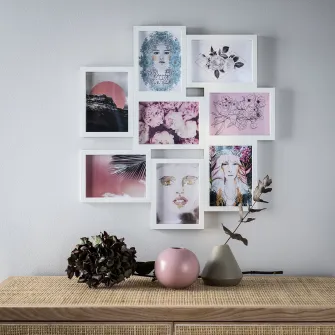 IKEA VÄXBO Rama pentru 8 fotografii, alb, 13x18 cm