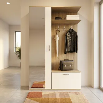 Cuier hol Irim Ambasador 120x35x198 cm, Sonoma/Alb