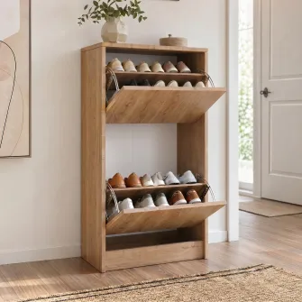 Comoda pentru pantofi 4home Rolf, 50x94x28 cm, Stejar Kraft Auriu