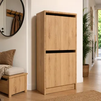 Comoda pentru pantofi 4home Rolf, 50x94x28 cm, Stejar Kraft Auriu