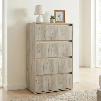 Comoda 4home Ideea K, 60x100x42 cm, 4 sertare, Stejar Kraft Gri/Satin