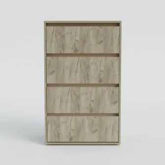 Comoda 4home Ideea K, 60x100x42 cm, 4 sertare, Stejar Kraft Gri/Satin