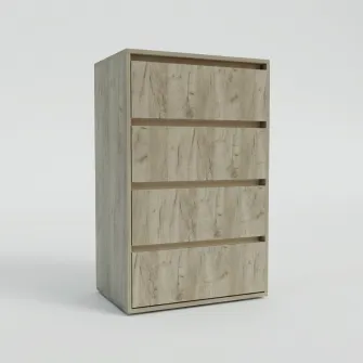 Comoda 4home Ideea K, 60x100x42 cm, 4 sertare, Stejar Kraft Gri/Satin