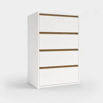 Comoda 4home Ideea K, 60x100x42 cm, 4 sertare, Nimfea Alba/Stejar Artizanal