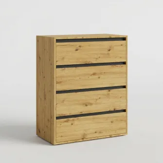 Comoda 4home Ideea K, 80x100x42 cm, 4 sertare, Stejar Artizanal/Gri Grafit