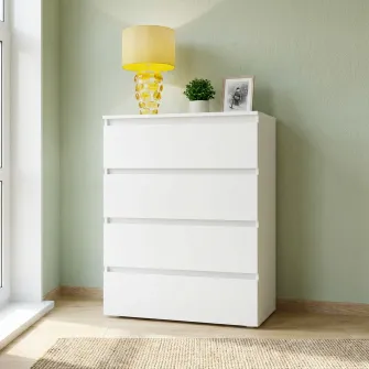 Comoda 4home Ideea K, 80x100x42 cm, 4 sertare, Nimfea Alba/Nimfea Alba