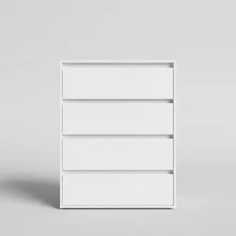 Comoda 4home Ideea K, 80x100x42 cm, 4 sertare, Nimfea Alba/Nimfea Alba