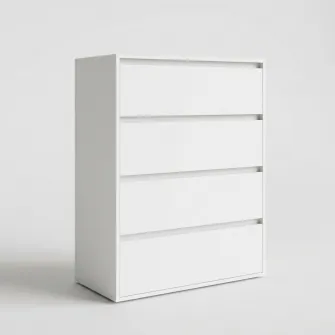 Comoda 4home Ideea K, 80x100x42 cm, 4 sertare, Nimfea Alba/Nimfea Alba