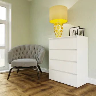 Comoda 4home Ideea K, 80x100x42 cm, 4 sertare, Nimfea Alba/Nimfea Alba