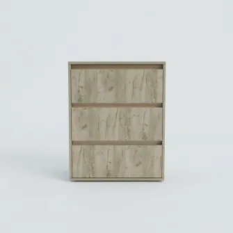 Comoda 4home Ideea K, 76x60x42 cm, 3 sertare, Stejar Kraft Gri/Satin