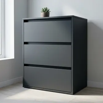 Comoda 4home Ideea K, 76x60x42 cm, 3 sertare, Gri Grafit/Gri Grafit