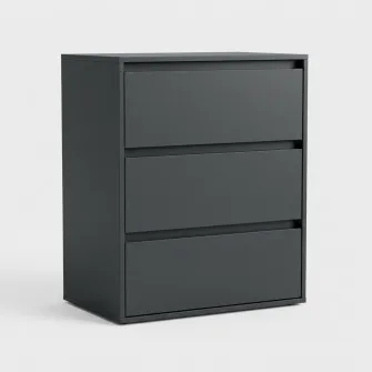 Comoda 4home Ideea K, 76x60x42 cm, 3 sertare, Gri Grafit/Gri Grafit