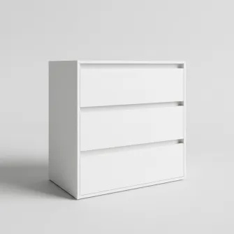Comoda 4home Ideea K, 76x80x42 cm, 3 sertare, Nimfea Alba/Nimfea Alba