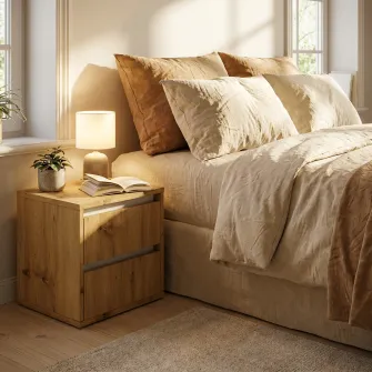 Тумба прикроватная 4home Ideea, 40x40x35 см, 2 ящика, Дуб Артизан/Нимфея Альба