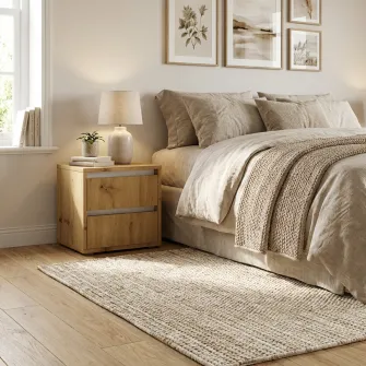 Тумба прикроватная 4home Ideea, 40x40x35 см, 2 ящика, Дуб Артизан/Нимфея Альба