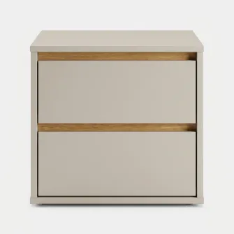 Noptiera 4home Ideea, 40x40x35 cm, 2 sertare, Satin/Stejar Kraft Auriu
