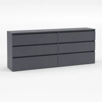 Comoda 4home Ideea K, 76x180x42 cm, 6 sertare, Gri Grafit/Gri Grafit