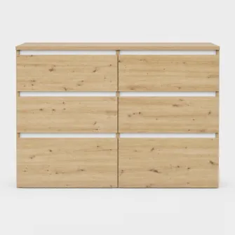 Комод 4home Ideea K, 76x120x42 см, 6 ящиков, Дуб Артизан/Нимфея Альба