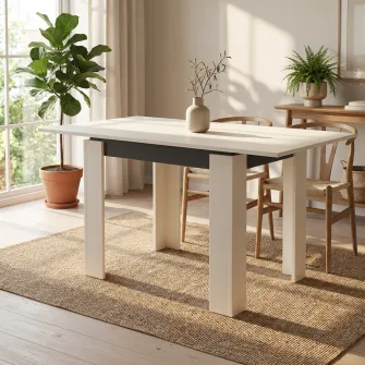 Masa 4home Family, extensibila, Nimfea Alba/Antracit