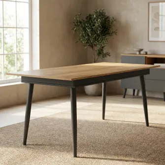 Masa de dining 4home City, picioare metalice, extensibila, Stejar Kraft Auriu/Antracit
