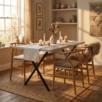 Masa de dining 4home Houston, picioare metalice, Industrial, 120x80 cm