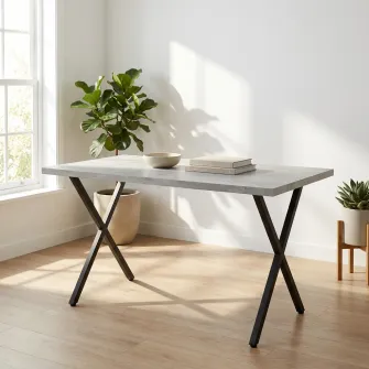 Masa de dining 4home Houston, picioare metalice, Industrial, 120x80 cm