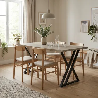 Masa de dining 4home New York, picioare metalice, Stejar Sonoma, 120x60 cm