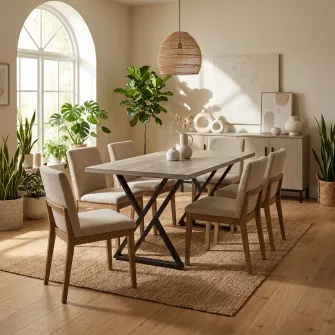 Masa de dining 4home New York, picioare metalice, Stejar Sonoma, 120x60 cm