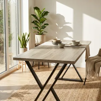 Masa de dining 4home New York, picioare metalice, Stejar Sonoma, 120x60 cm
