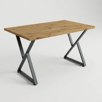 Masa de dining 4home Chicago, picioare metalice, Stejar Artizanal, 120x60 cm
