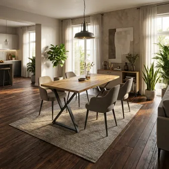 Masa de dining 4home Chicago, picioare metalice, Stejar Artizanal, 120x60 cm