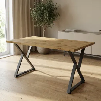 Masa de dining 4home Chicago, picioare metalice, Stejar Artizanal, 120x60 cm