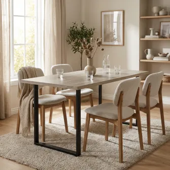 Masa de dining 4home Seattle, picioare metalice, Stejar Sonoma, 120x60 cm