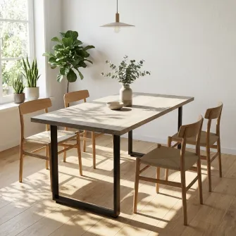 Masa de dining 4home Seattle, picioare metalice, Stejar Sonoma, 120x60 cm