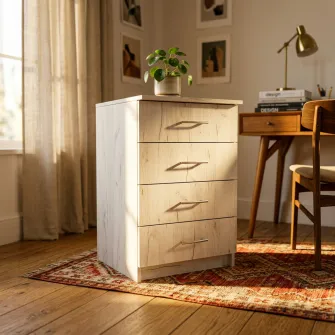Comoda de birou 4home Olvo, 50x75x50 cm, Stejar Kraft Alb