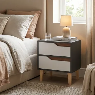 Тумба Wood 2Ш 500/530/400, Антрацит/Нимфея альба/Дуб крафт золотой