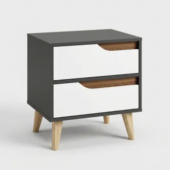 Тумба Wood 2Ш 500/530/400, Антрацит/Нимфея альба/Дуб крафт золотой