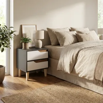 Тумба Wood 2Ш 500/530/400, Антрацит/Нимфея альба/Дуб крафт золотой