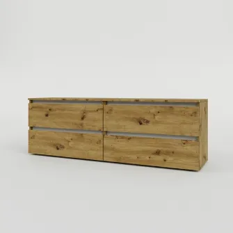 Comoda TV 4home Ideea, 52x160 cm, 2x2 sertare, Stejar Artizanal/Nimfea Alba
