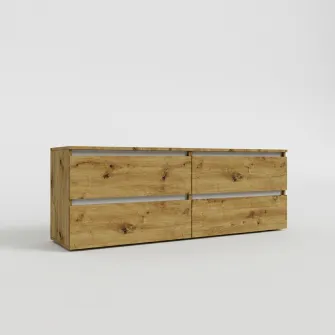 Comoda TV 4home Ideea, 52x160 cm, 2x2 sertare, Stejar Artizanal/Nimfea Alba