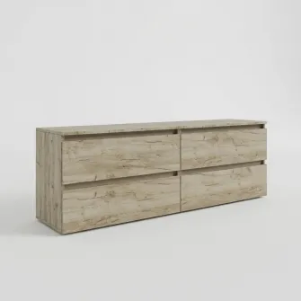 Comoda TV 4home Ideea, 52x160 cm, 2x2 sertare, Stejar Kraft Gri/Satin